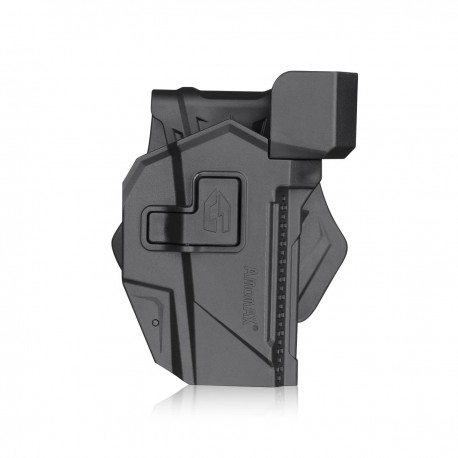 Funda Táctica para Glock 17/19 Amomax con Protector para Mira (Color: Negro, Mano: Derecha)