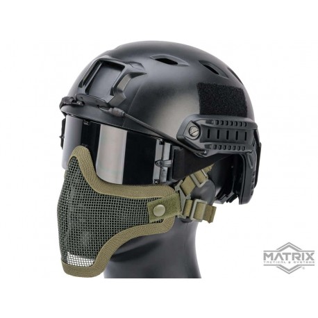 Máscara de Malla para Proteger Media Cara Matrix “Striker V1” (Color: Verde Olivo)