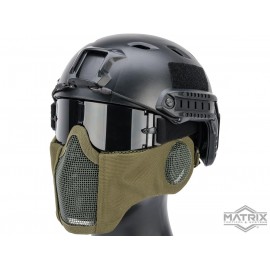 Máscara de Malla con Protección de Orejas Matrix “Carbon Striker” (Color: Verde Olivo)